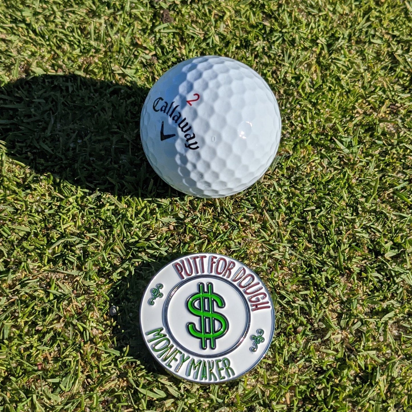 Putt for Dough / Money Maker - Metallic Golf Poker Chip Magnetic Ball Marker