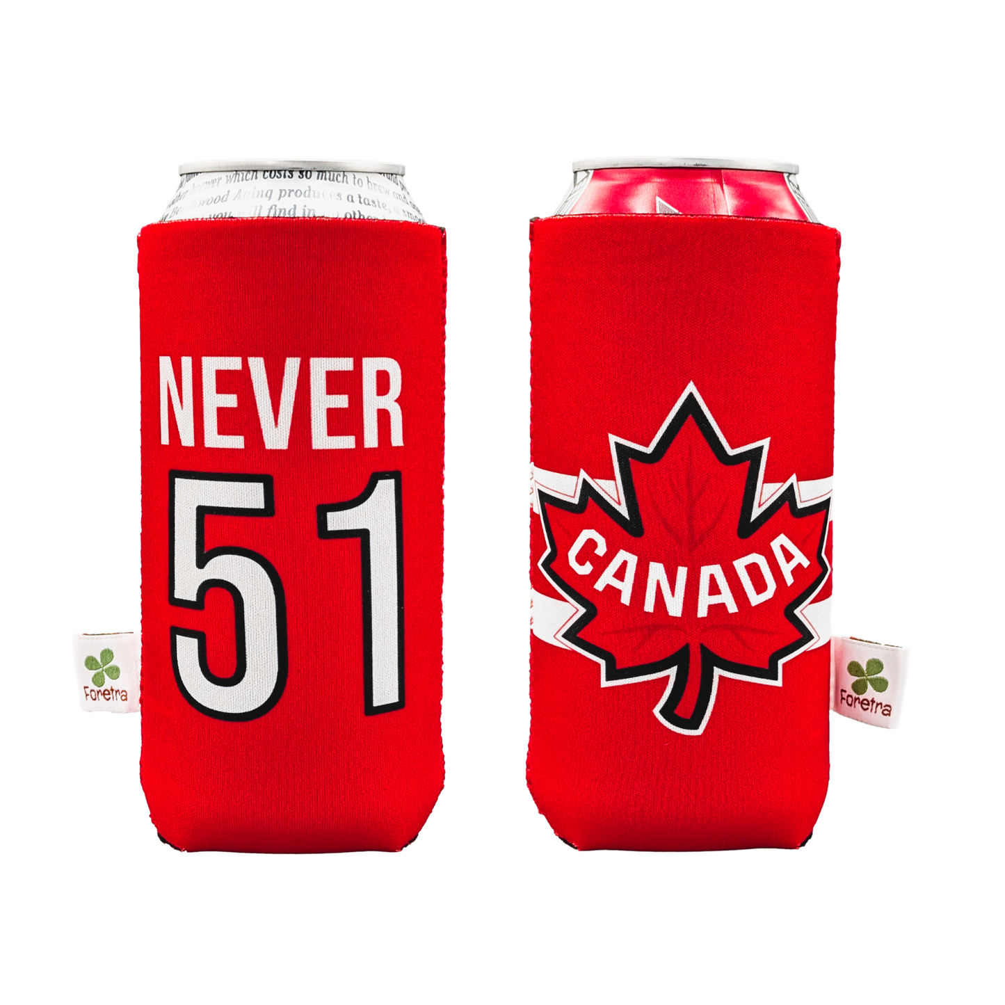 Canada Never 51 – “Tallboy” (16 oz) Can Cooler Sleeve - Pack of 4