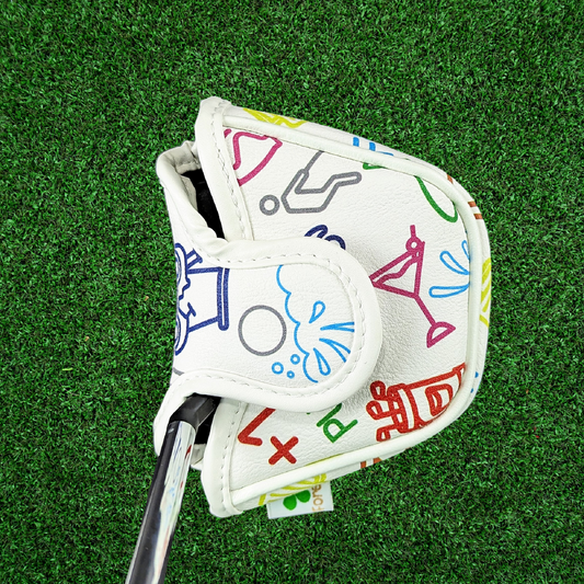 Golf Icons Pattern - Mallet Putter Head Cover