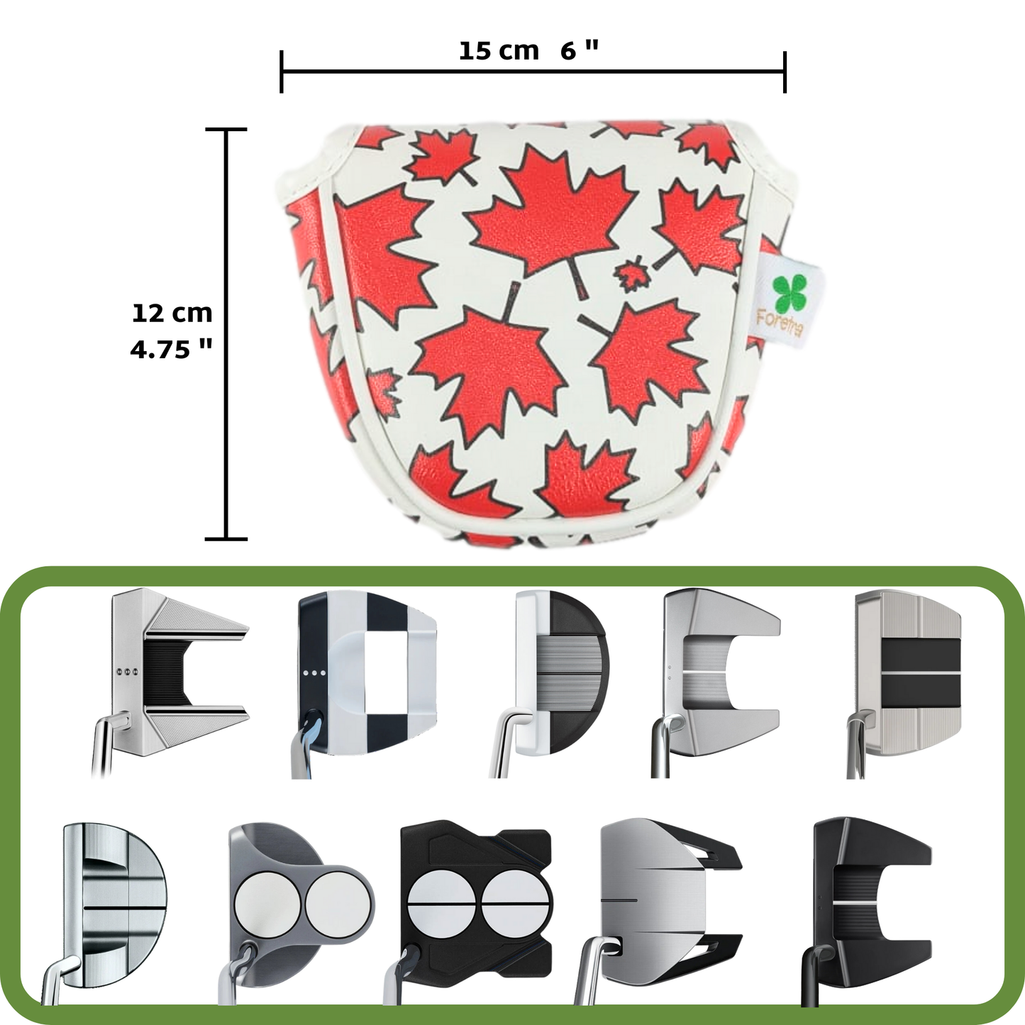 Canada Maple Leaves Pattern - Mallet Putter Head Cover