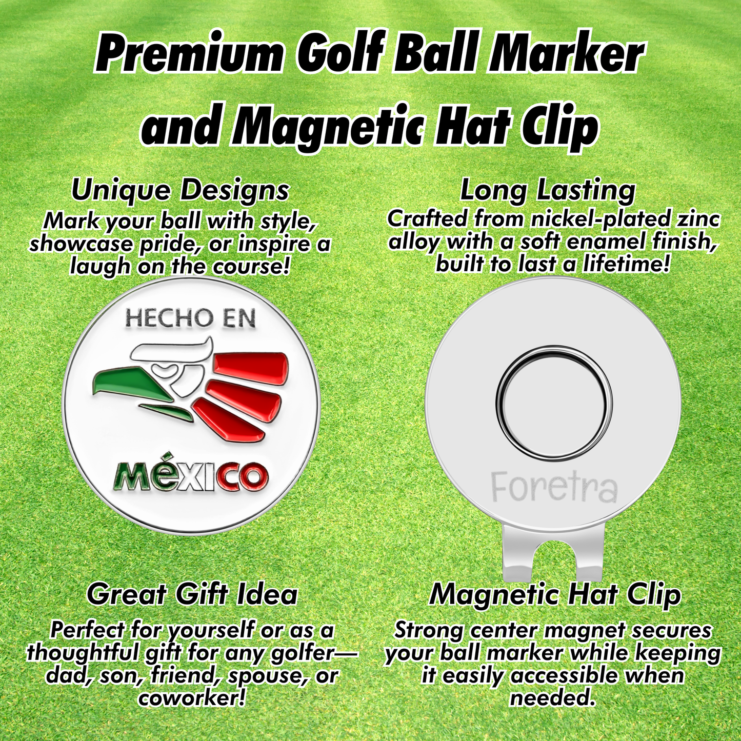 Mexico - Golf Ball Marker with Magnetic Golf Hat Clip