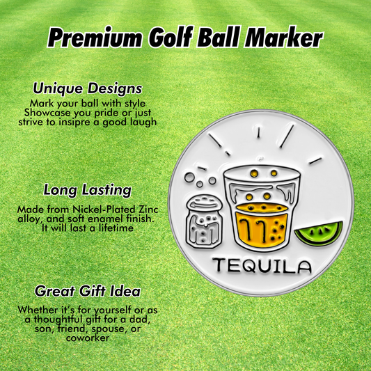 Tequila Golf Ball Marker | Funny Golf Gift for Tequila Lovers