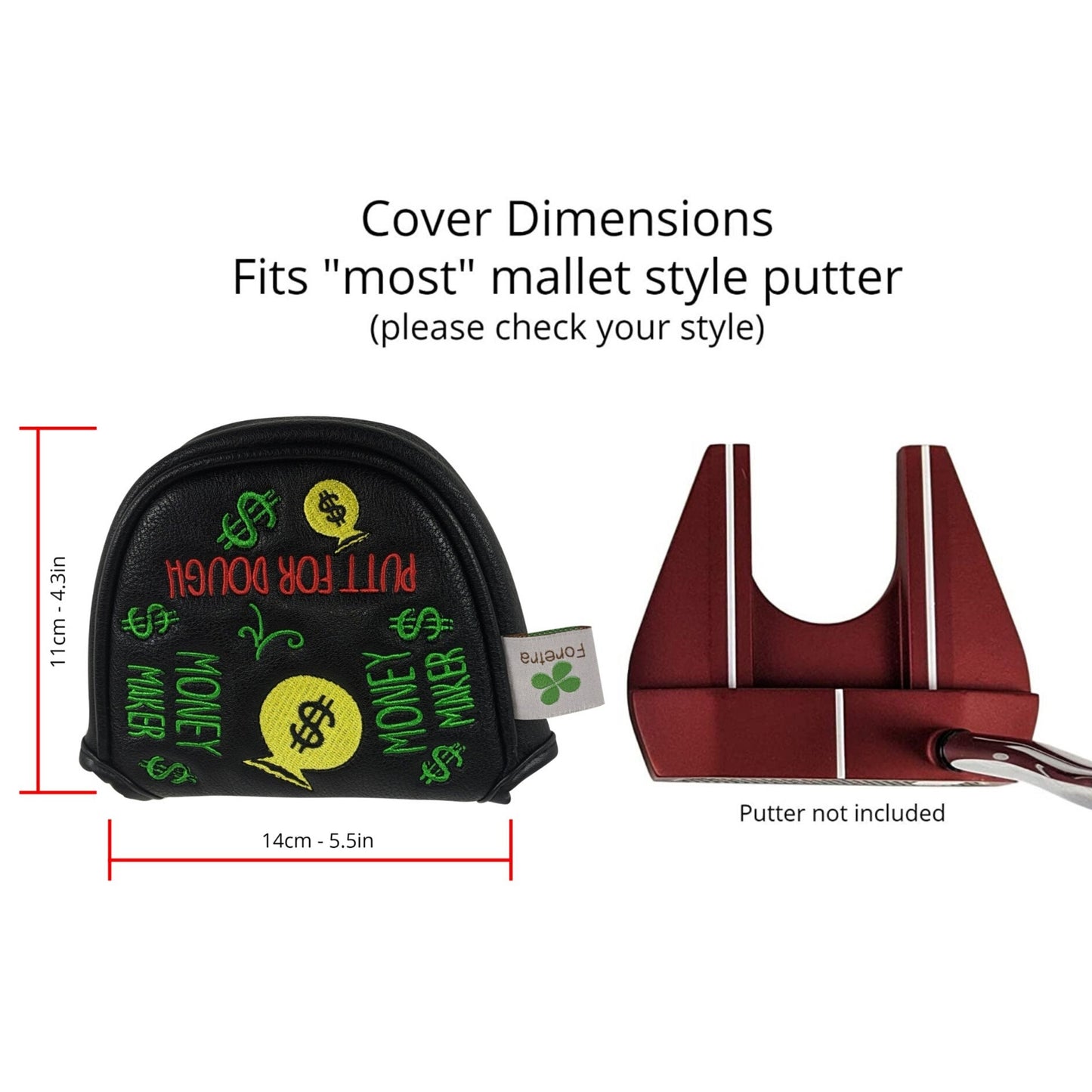 Putt for Dough - Money Maker - Mallet Putter Head Cover (Black)