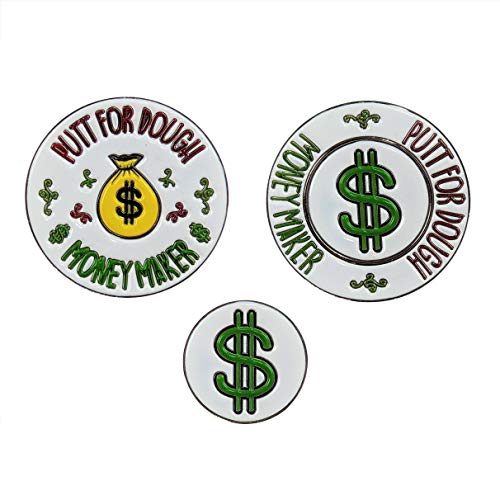 Putt for Dough / Money Maker - Metallic Golf Poker Chip Magnetic Ball Marker