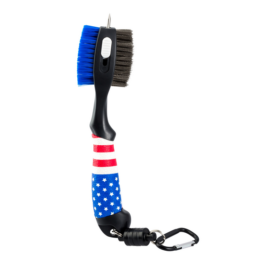 Magnetic Clip Golf Brush - USA Flag Design - Easy Access