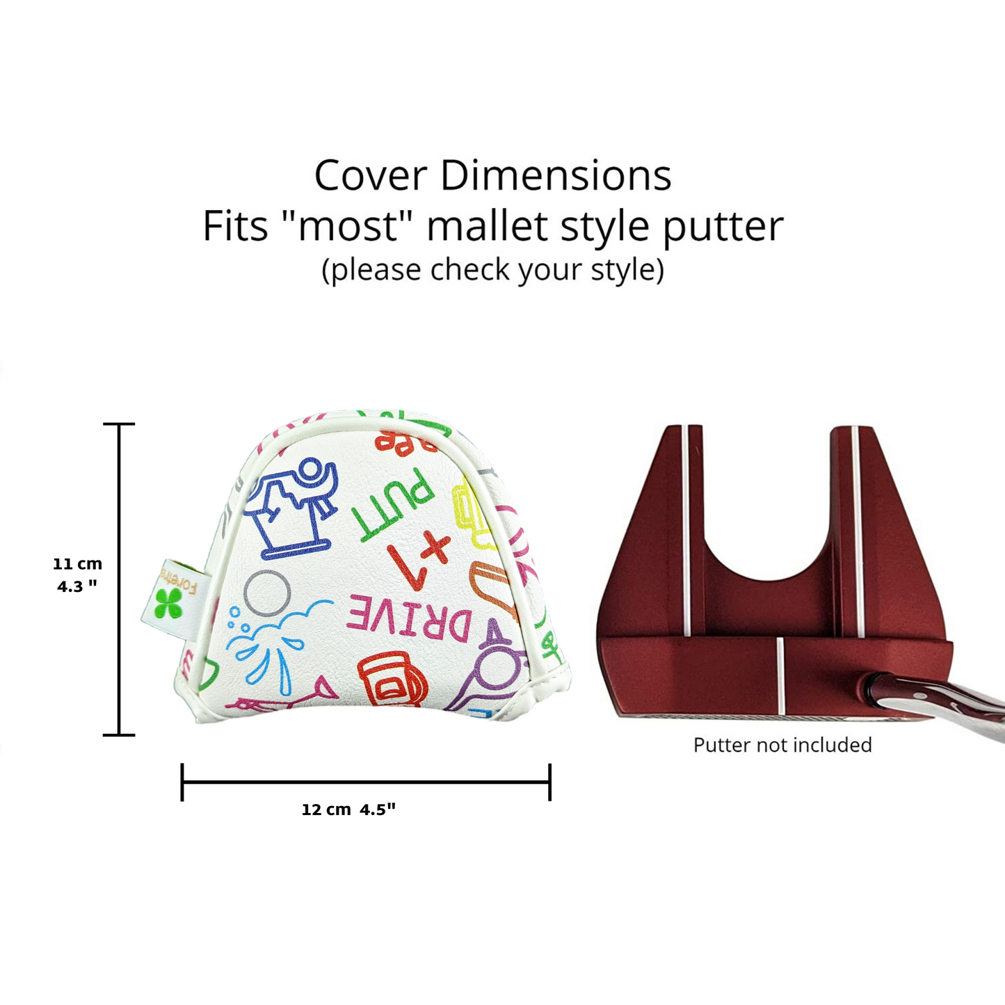 Golf Icons Pattern - Mallet Putter Head Cover