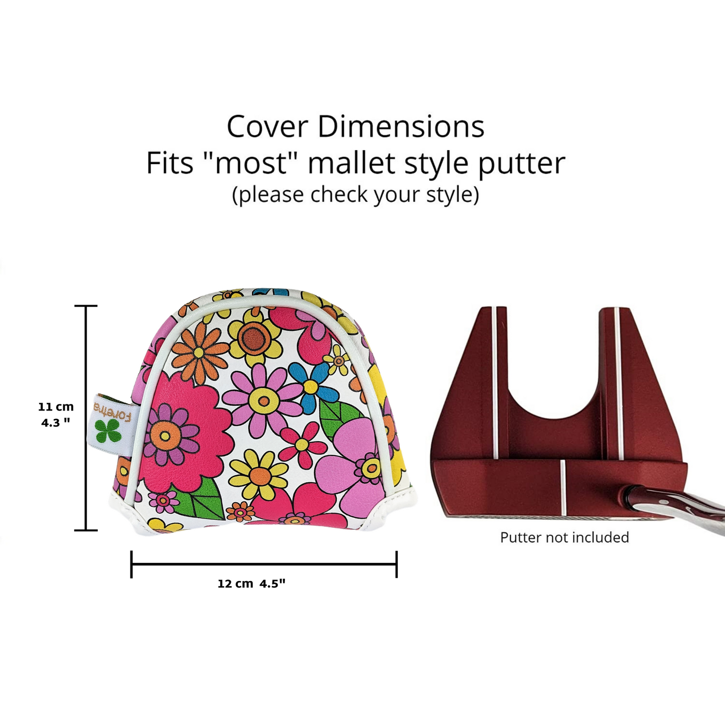 Flowers Pattern - Mallet Putter Head Cover