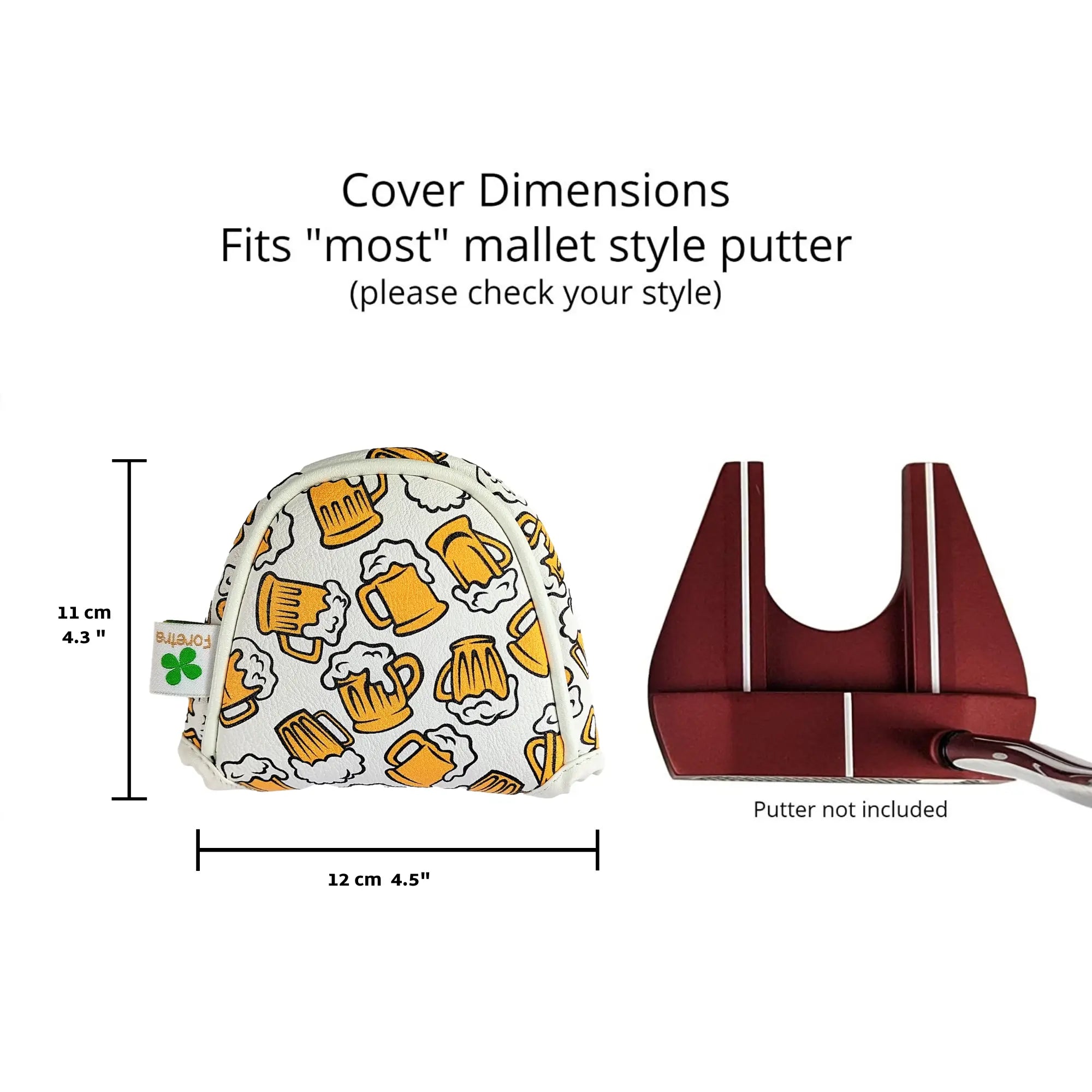 Beer Mugs Pattern - Mallet Putter Head Cover