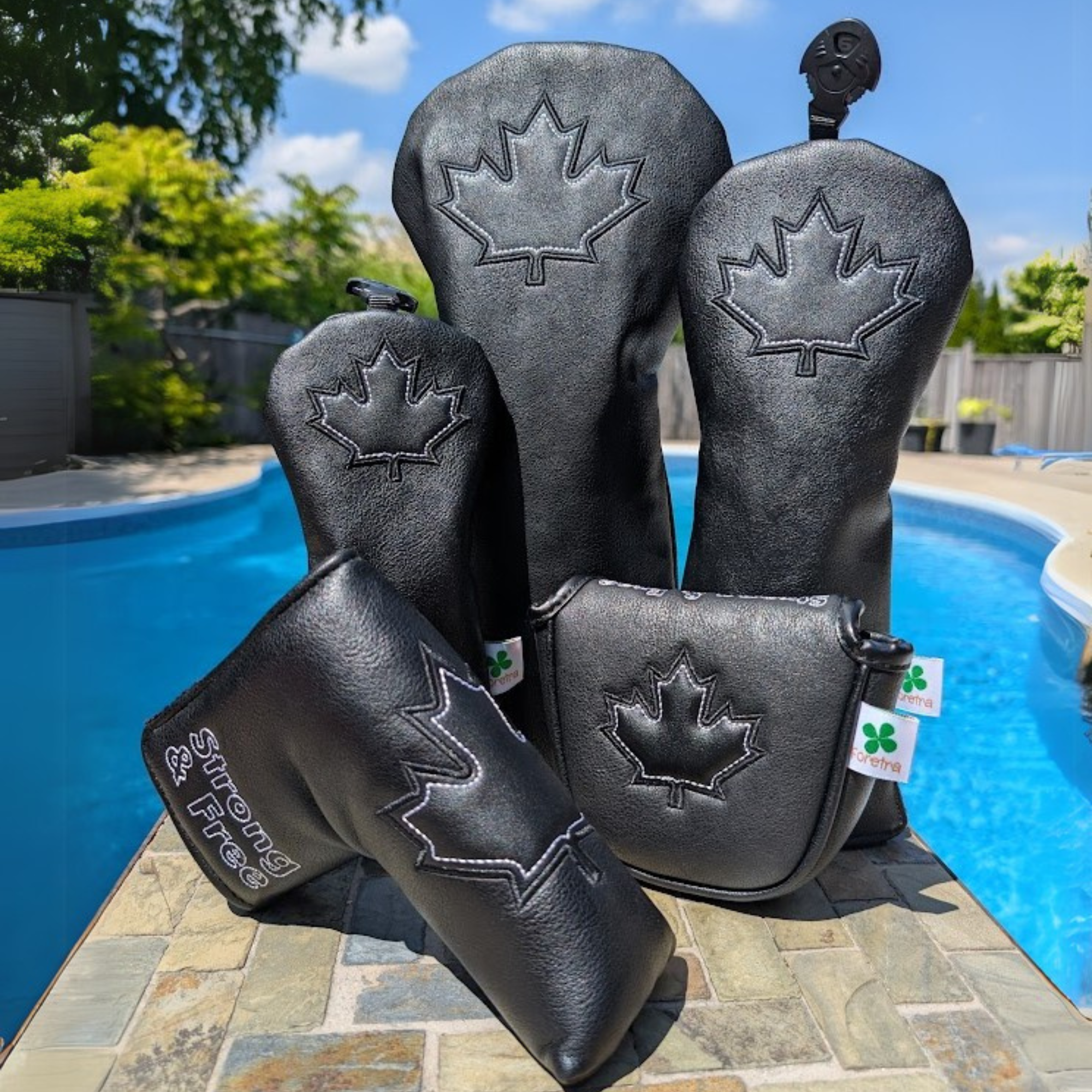 Black Canada Maple Leaf -  Driver Head Cover - Strong & Free