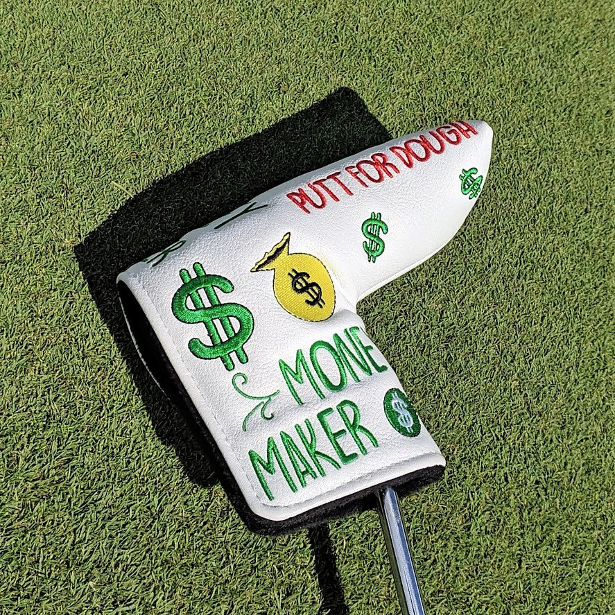 Putt for Dough - Money Maker  BLADE Putter Headcover (White)