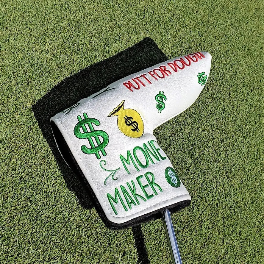 Putt for Dough - Money Maker  BLADE Putter Headcover (White)