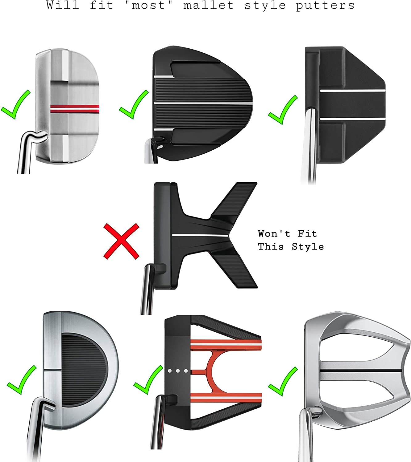 Golf Icons Pattern - Mallet Putter Head Cover