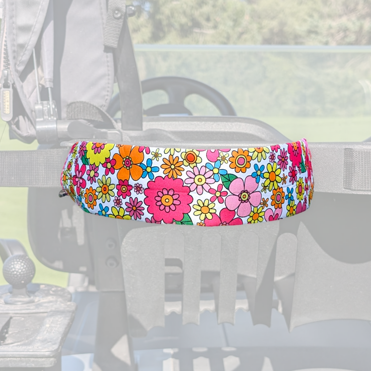 Flowers Pattern Golf Cart Strap Sleeve