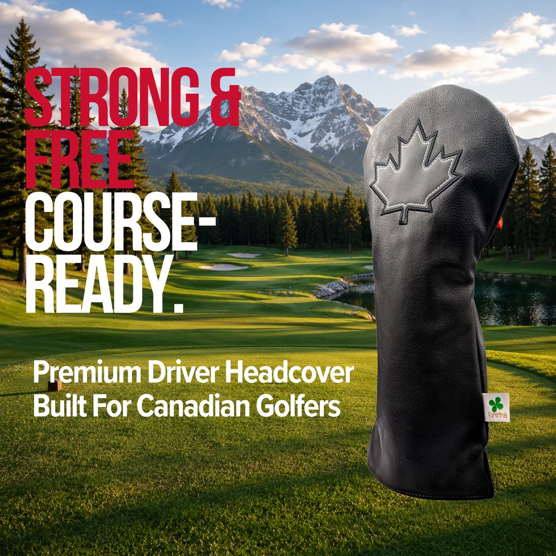 Black Canada Maple Leaf -  Driver Head Cover - Strong & Free