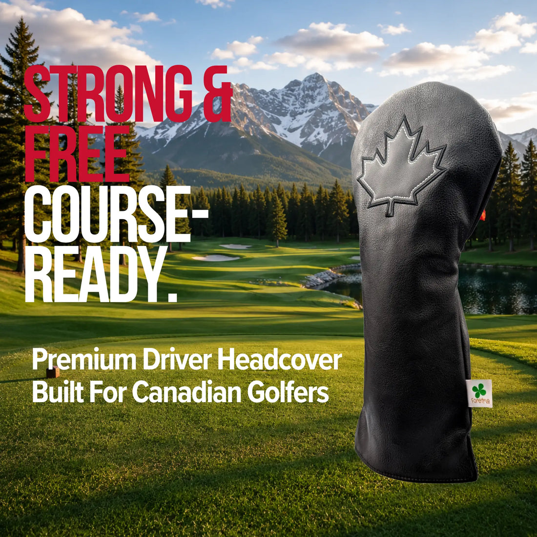 Black Canada Maple Leaf -  Driver Head Cover - Strong & Free