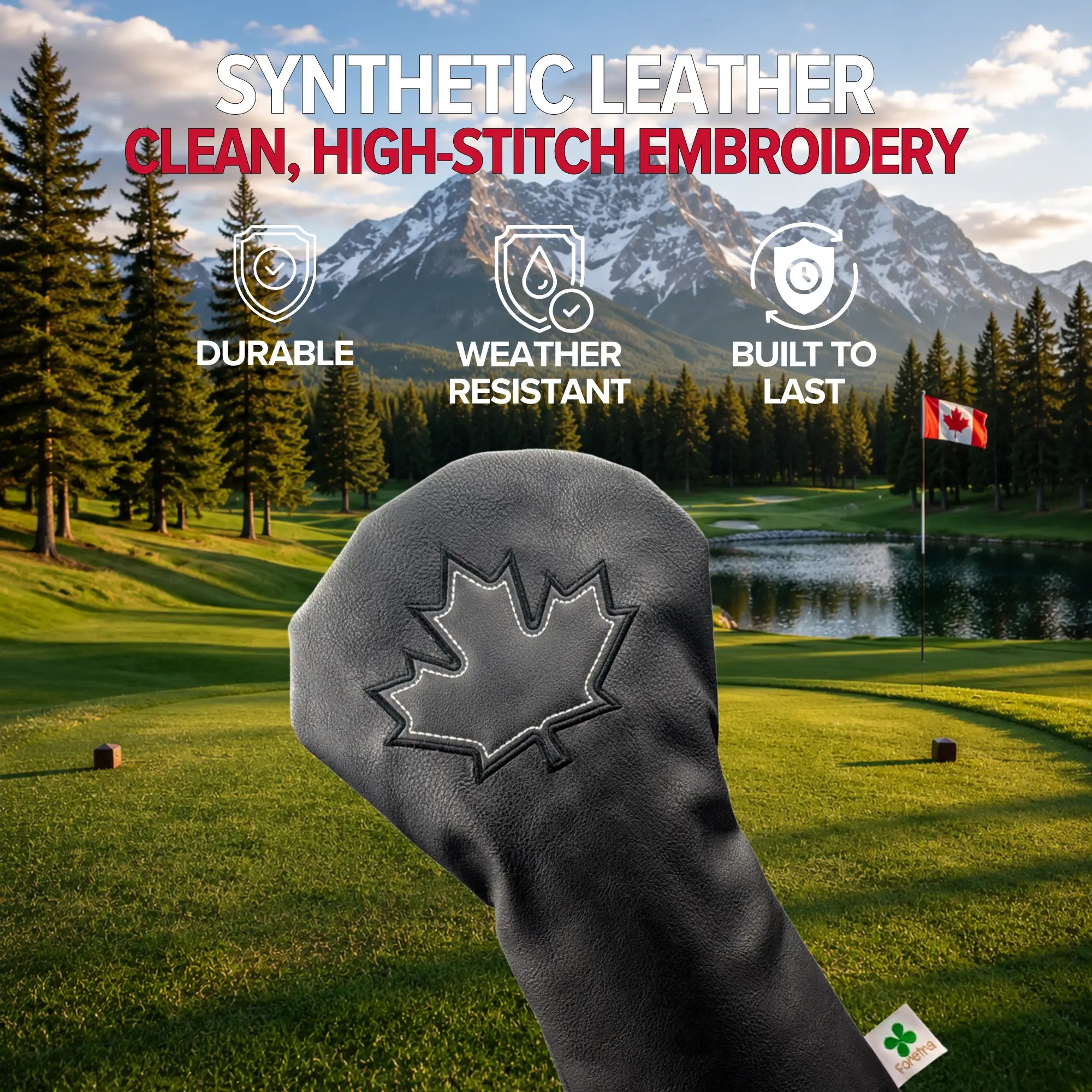 Black Canada Maple Leaf -  Driver Head Cover - Strong & Free