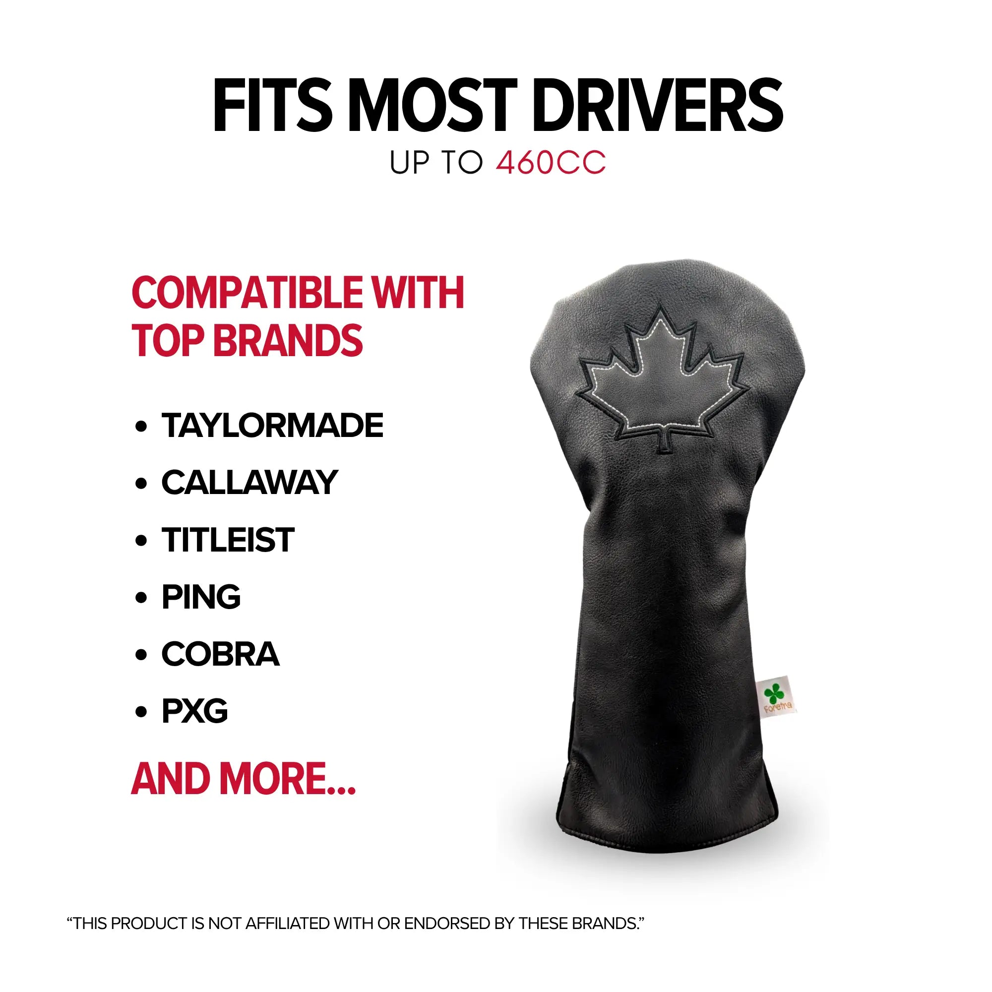 Black Canada Maple Leaf -  Driver Head Cover - Strong & Free
