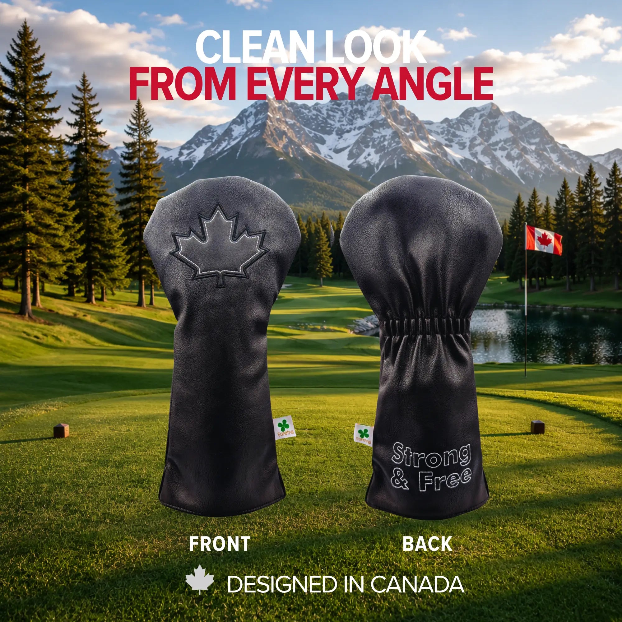 Black Canada Maple Leaf -  Driver Head Cover - Strong & Free