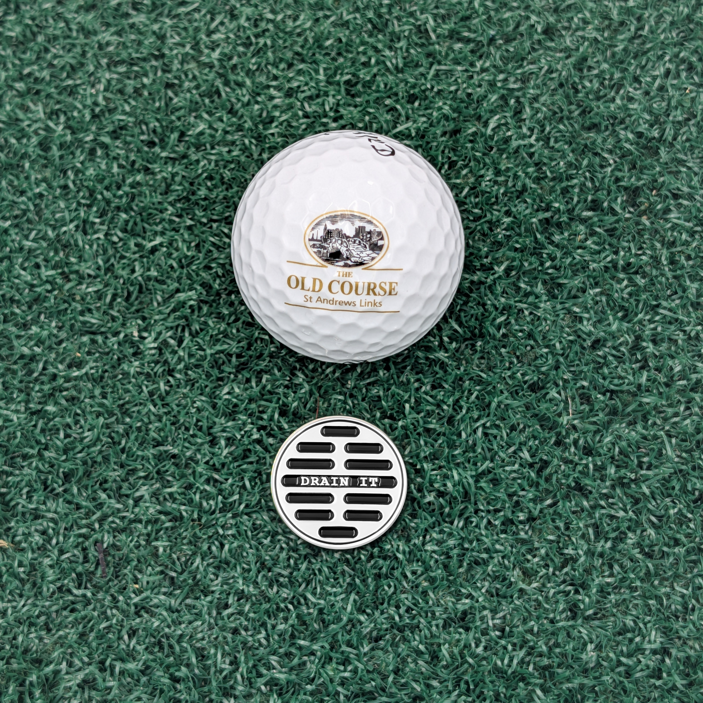 Drain it - Golf Ball Marker with Magnetic Golf Hat Clip