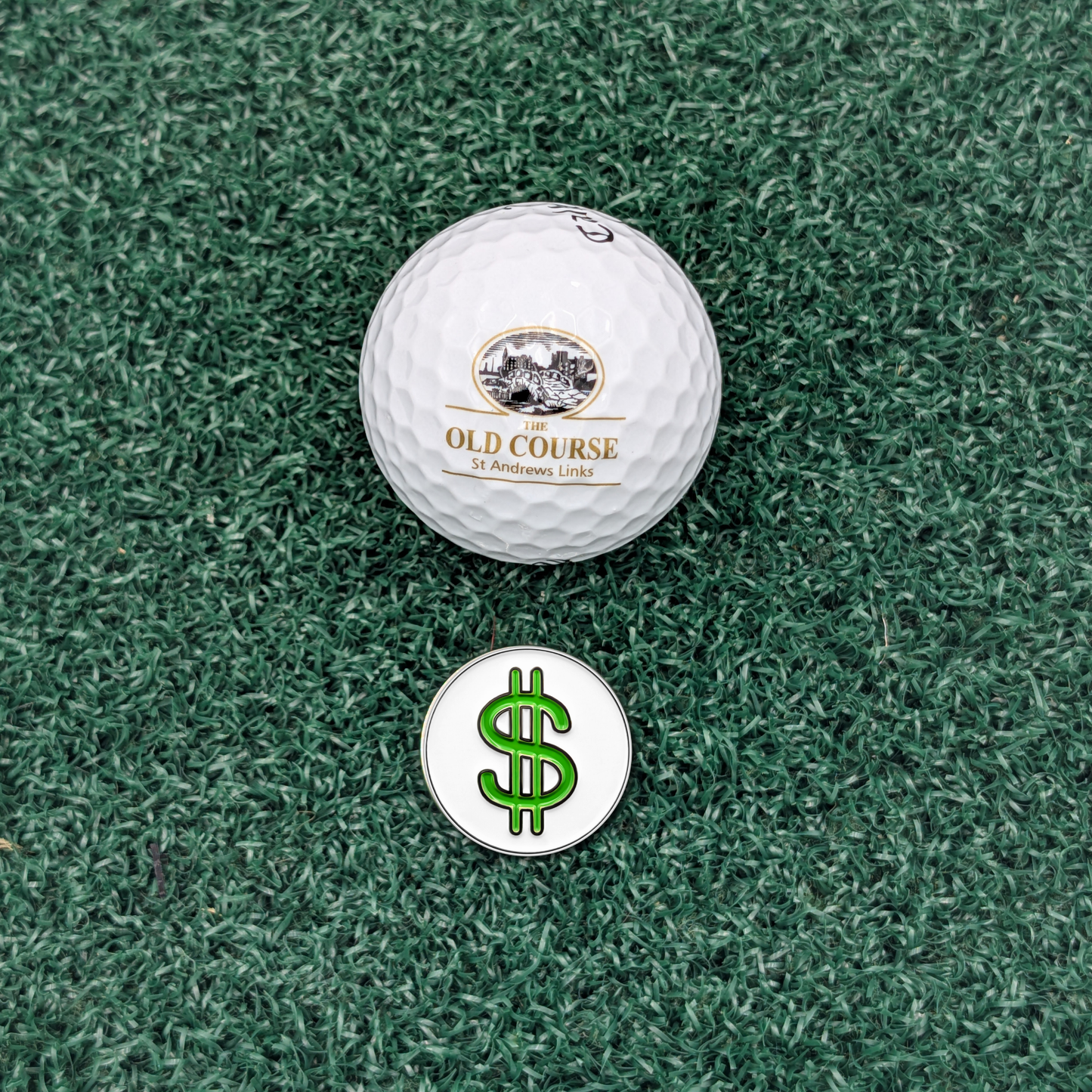Dollar Sign - Golf Ball Marker with Magnetic Golf Hat Clip