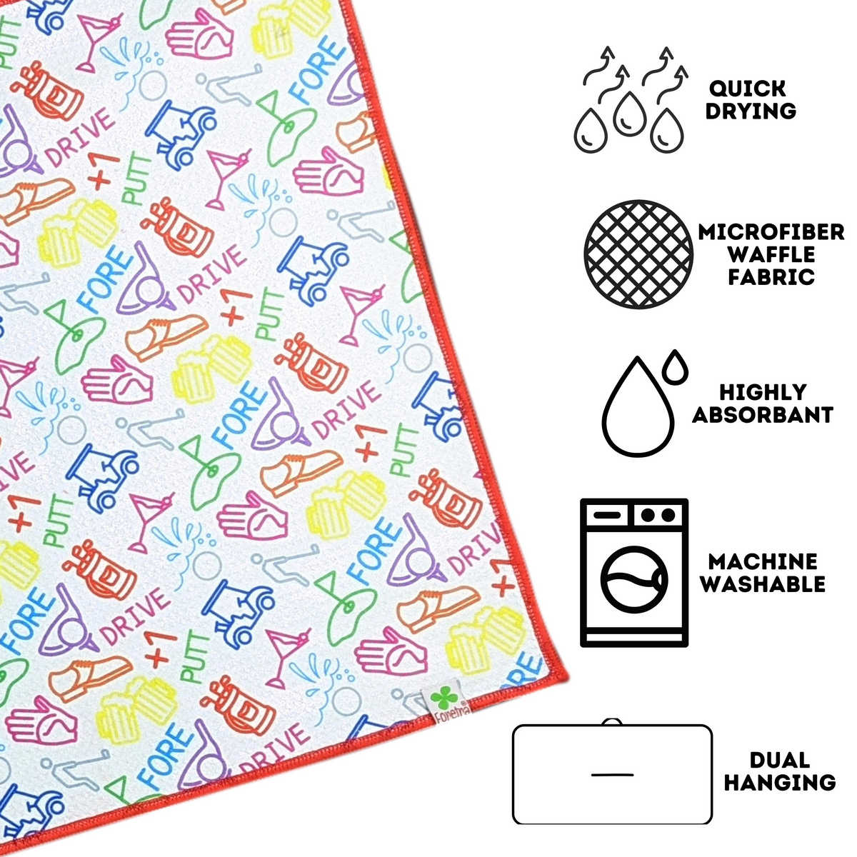 Golf Icons Pattern - Golf Waffle Towel