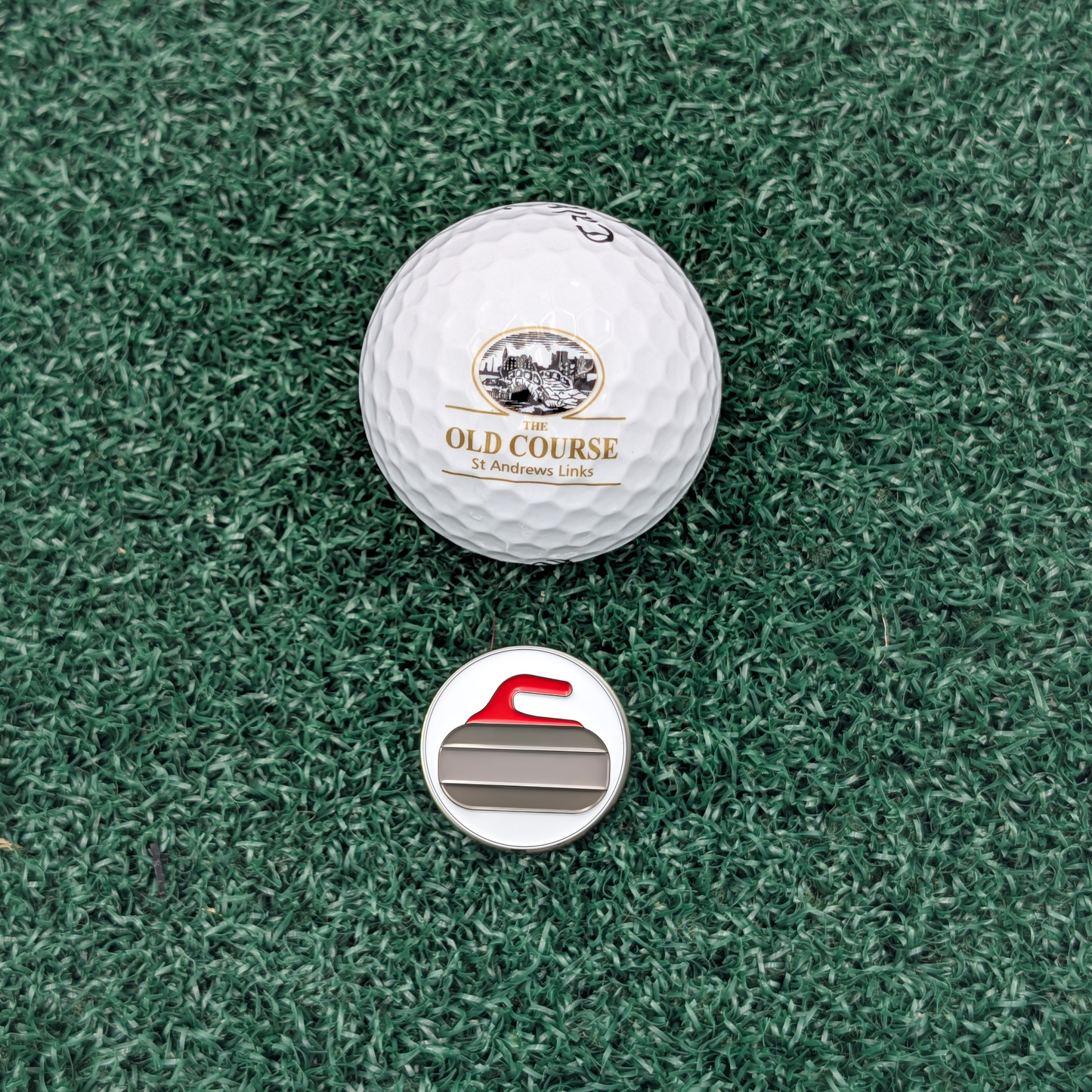 Curling Stone Golf Ball Marker with Magnetic Hat Clip