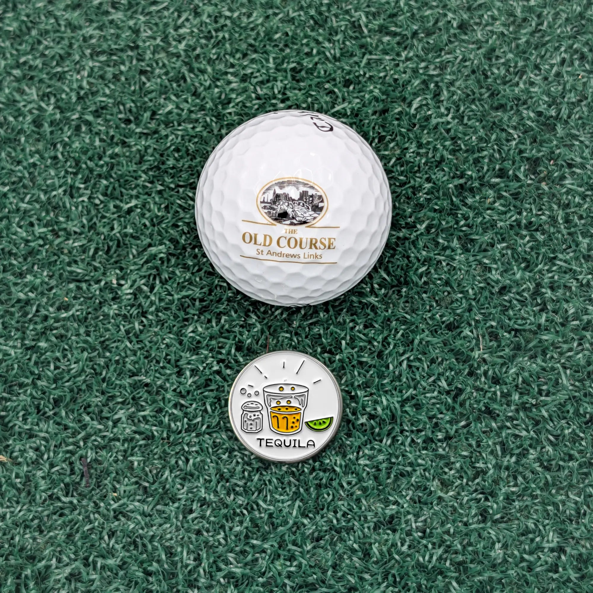 Tequila Golf Ball Marker + Magnetic Hat Clip | Funny Golf Gift