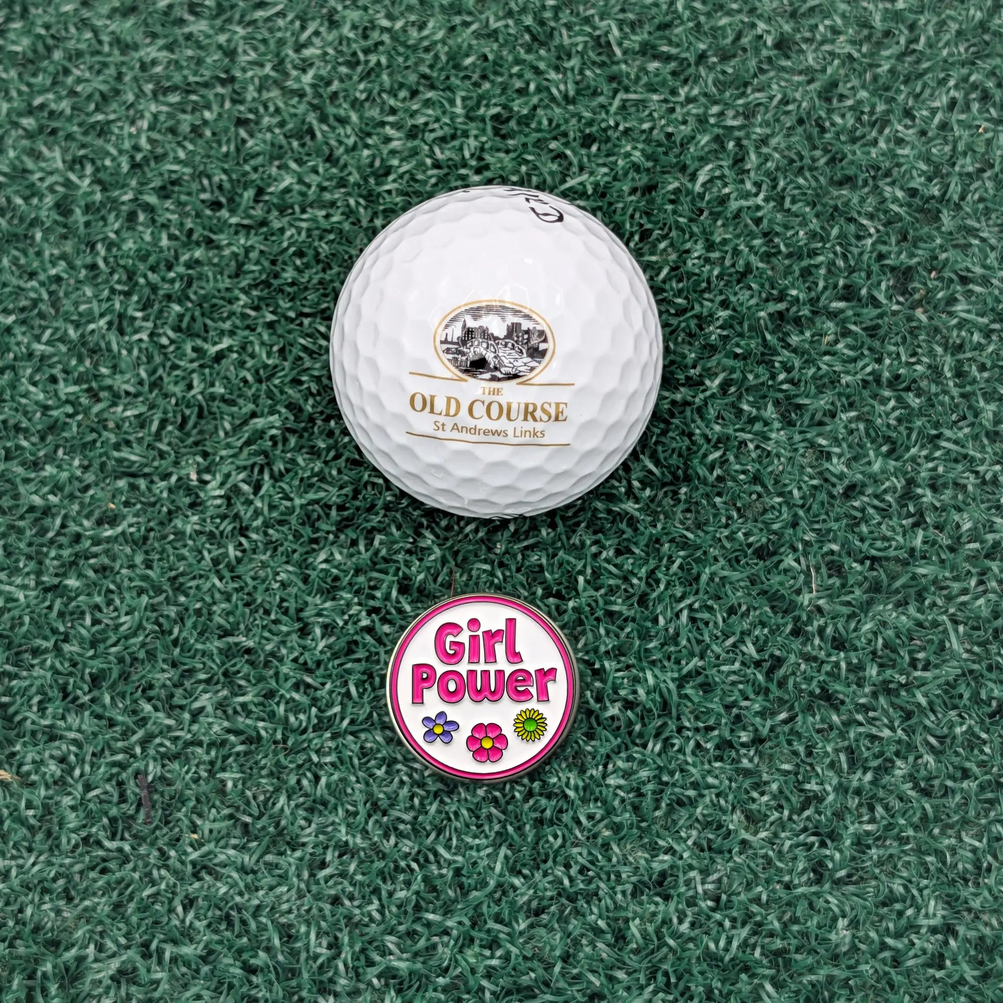 Girl Power Golf Ball Marker + Magnetic Hat Clip | Women Golf Gift