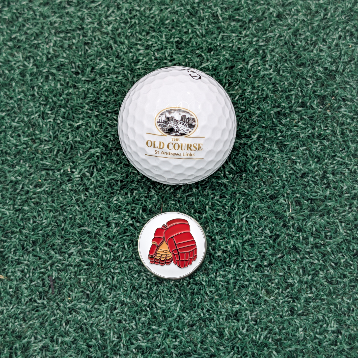 Hockey Gloves Golf Ball Marker with Magnetic Hat Clip