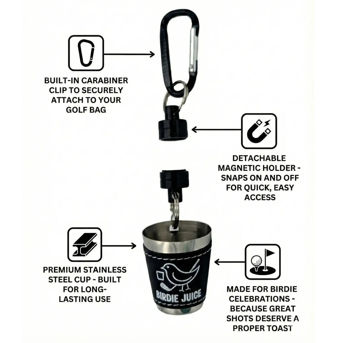 Magnetic Birdie Juice Cup – Black