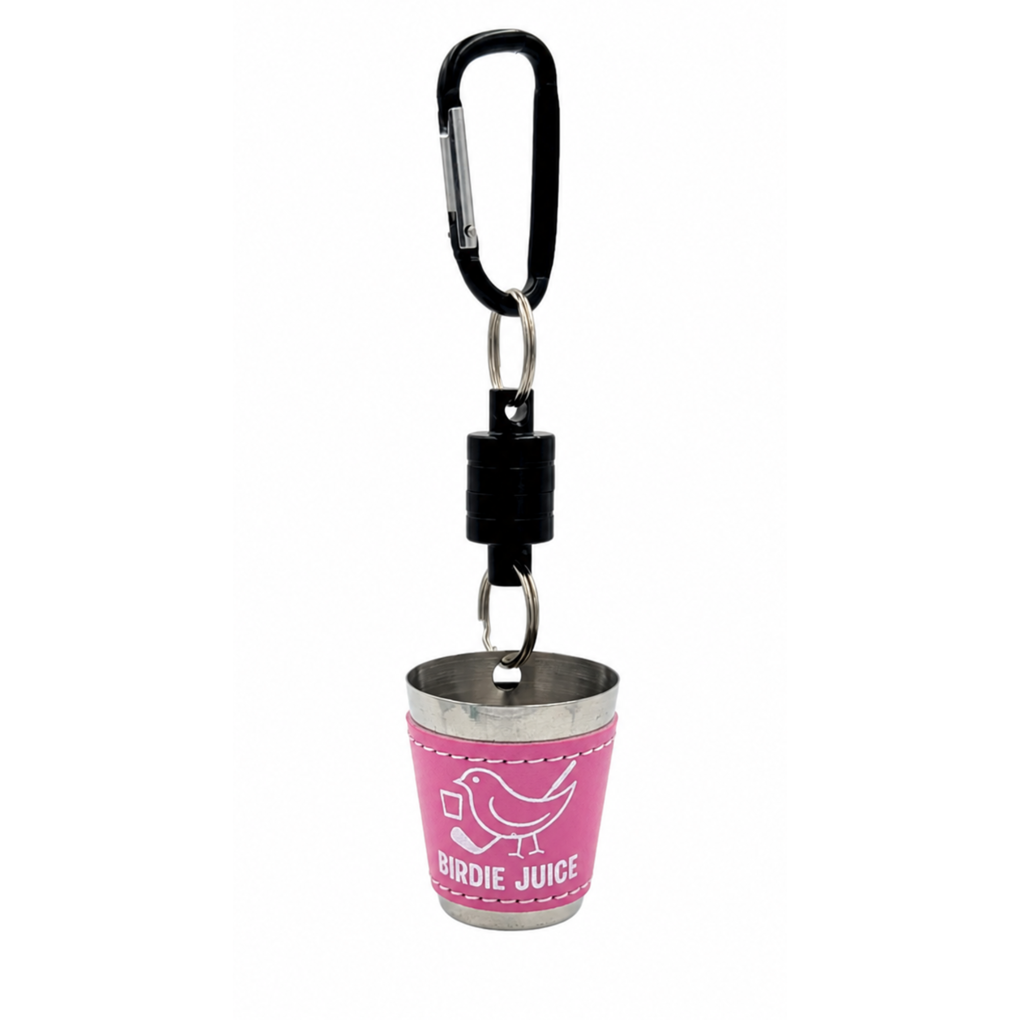 Pink Magnetic Birdie Juice Cup — The Clip-On Shot Glass Your Golf Bag Has Been Missing