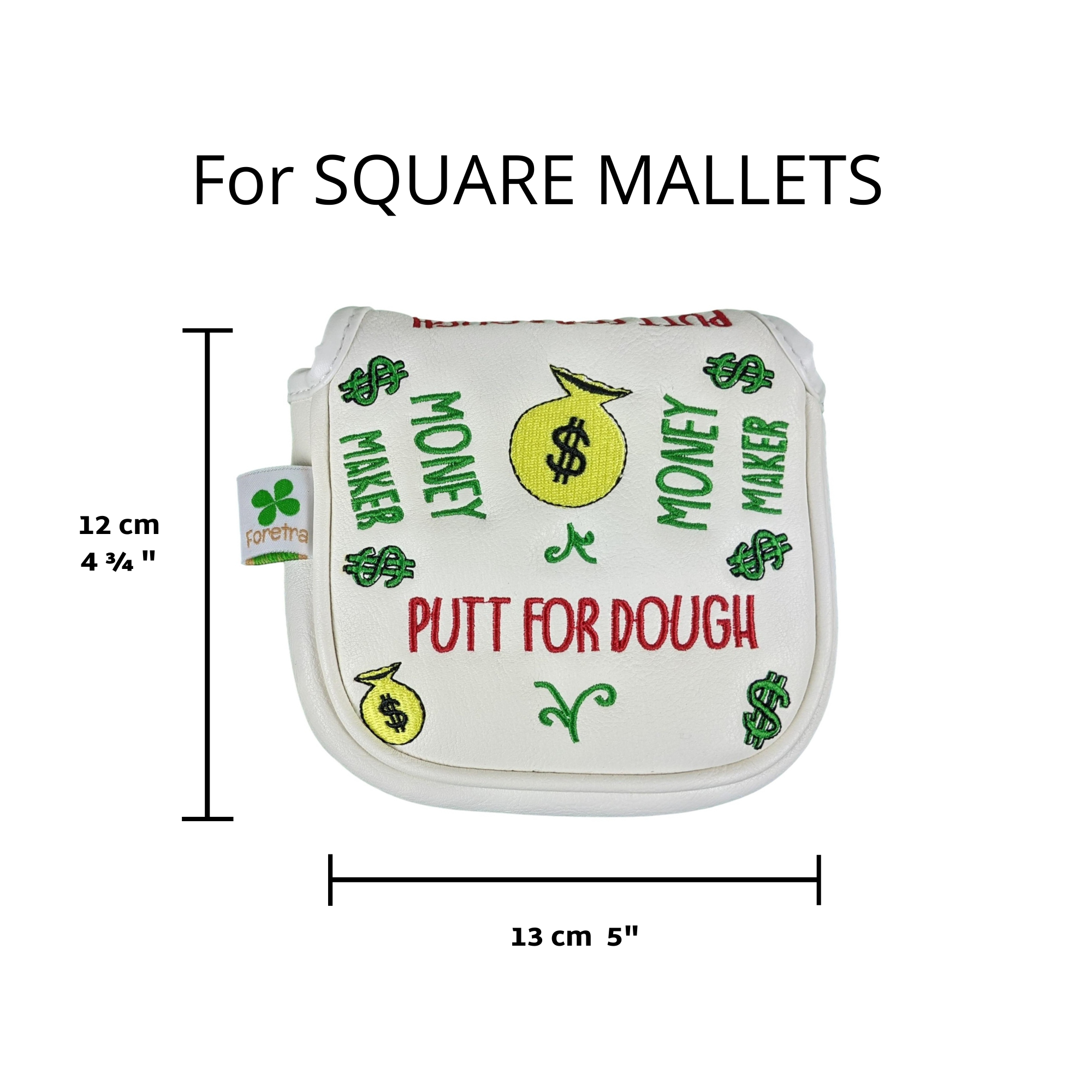 Putt for Dough - Money Maker - Square Mallet Putter Head Cover (White)