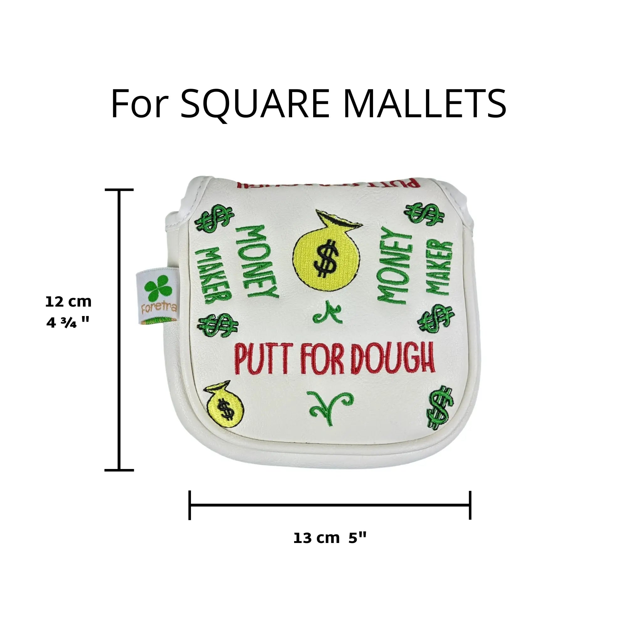 Putt for Dough - Money Maker - Square Mallet Putter Head Cover (White)