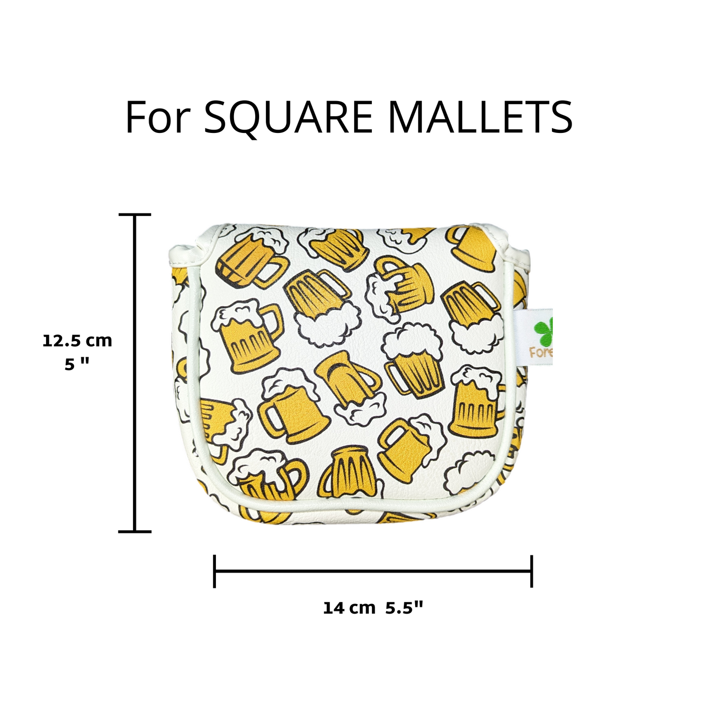 Beer Mugs Pattern - Square Mallet Putter Head Cover