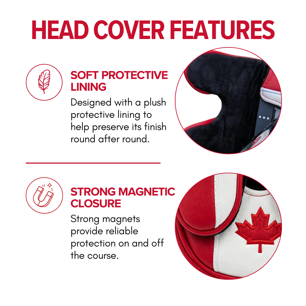 Canada Flag - Center Shaft Mallet Putter Head Cover