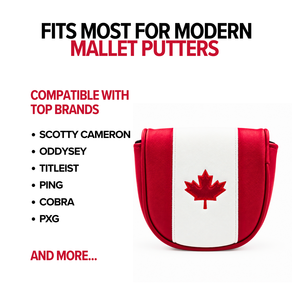 Canada Flag - Center Shaft Mallet Putter Head Cover