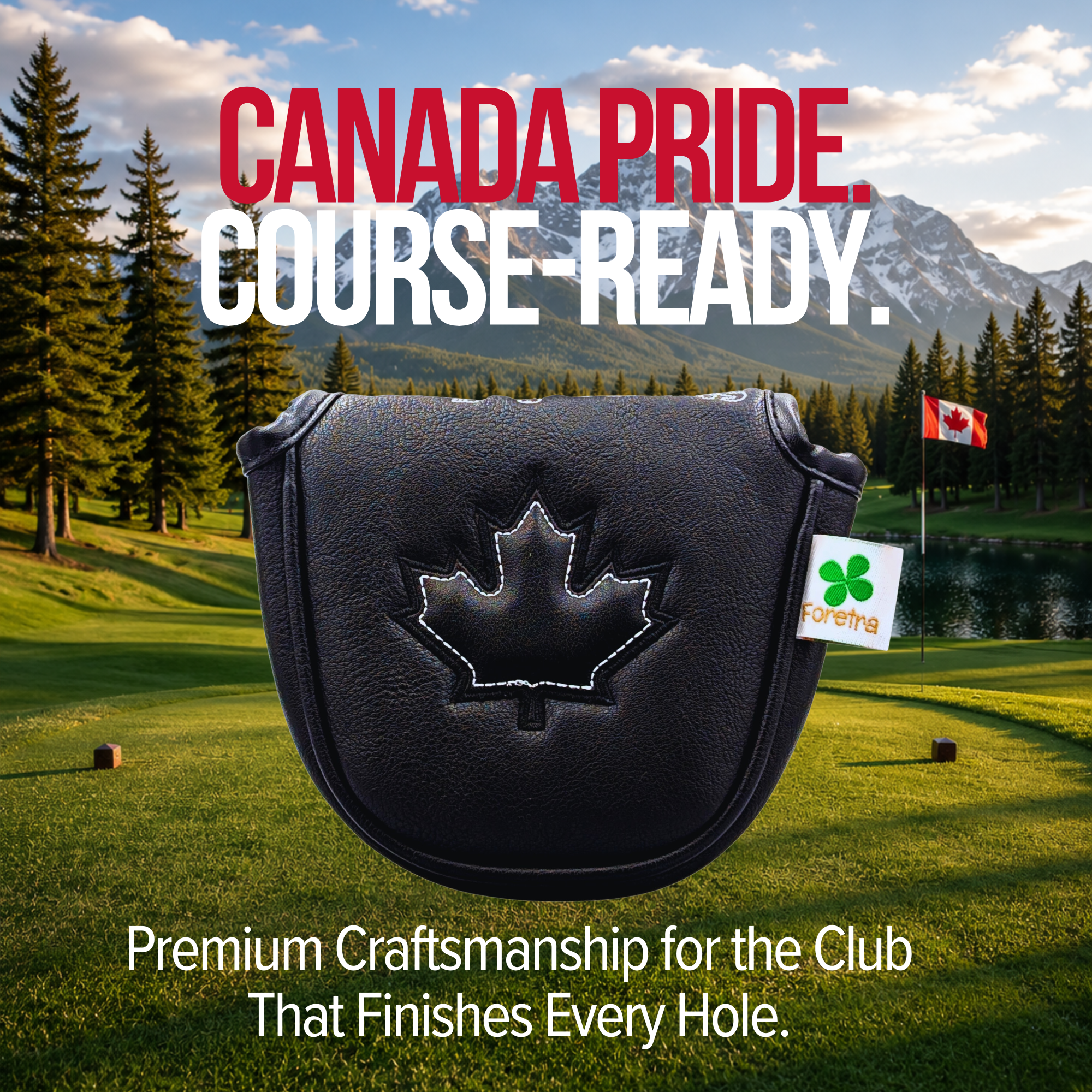 Black Canada Maple Leaf - Mallet Putter Head Cover