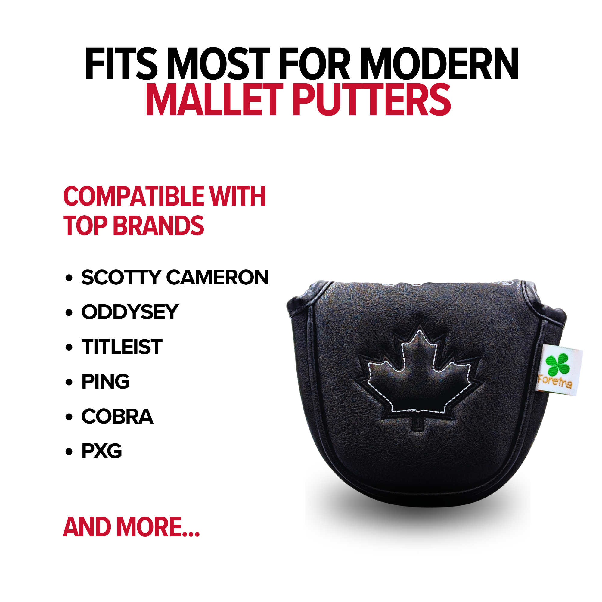 Black Canada Maple Leaf - Mallet Putter Head Cover