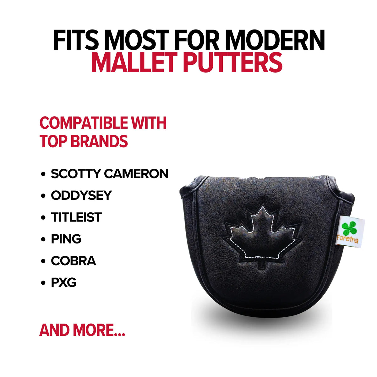 Black Canada Maple Leaf - Mallet Putter Head Cover