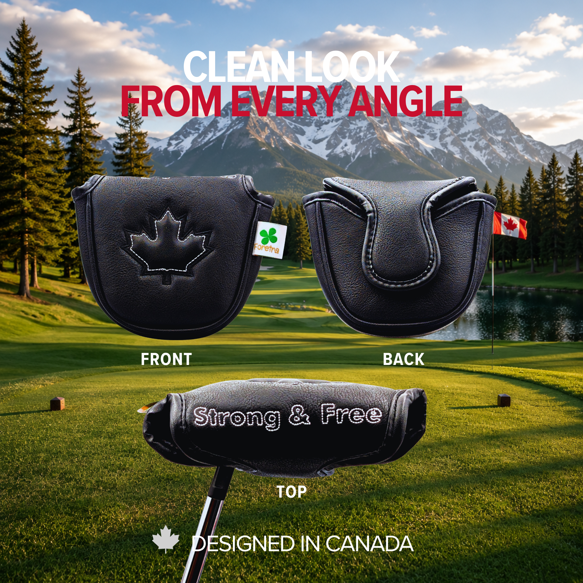 Black Canada Maple Leaf - Mallet Putter Head Cover