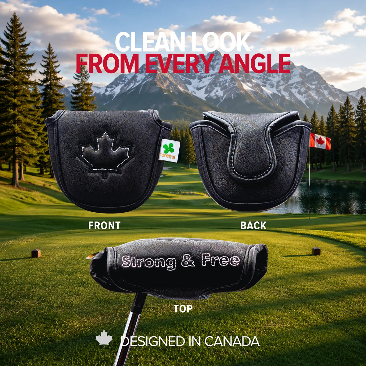 Black Canada Maple Leaf - Mallet Putter Head Cover