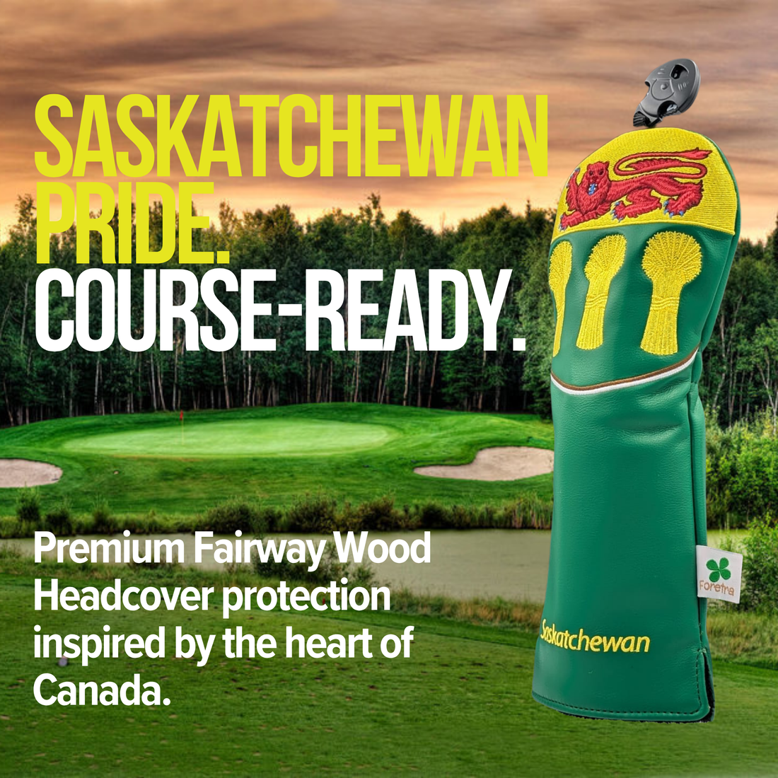 Saskatchewan Shield – Fairway Wood Headcover – Bold Prairie Pride
