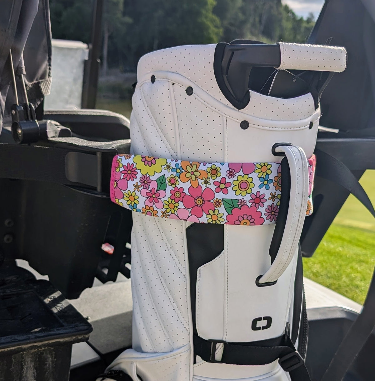 Flowers Pattern Golf Cart Strap Sleeve