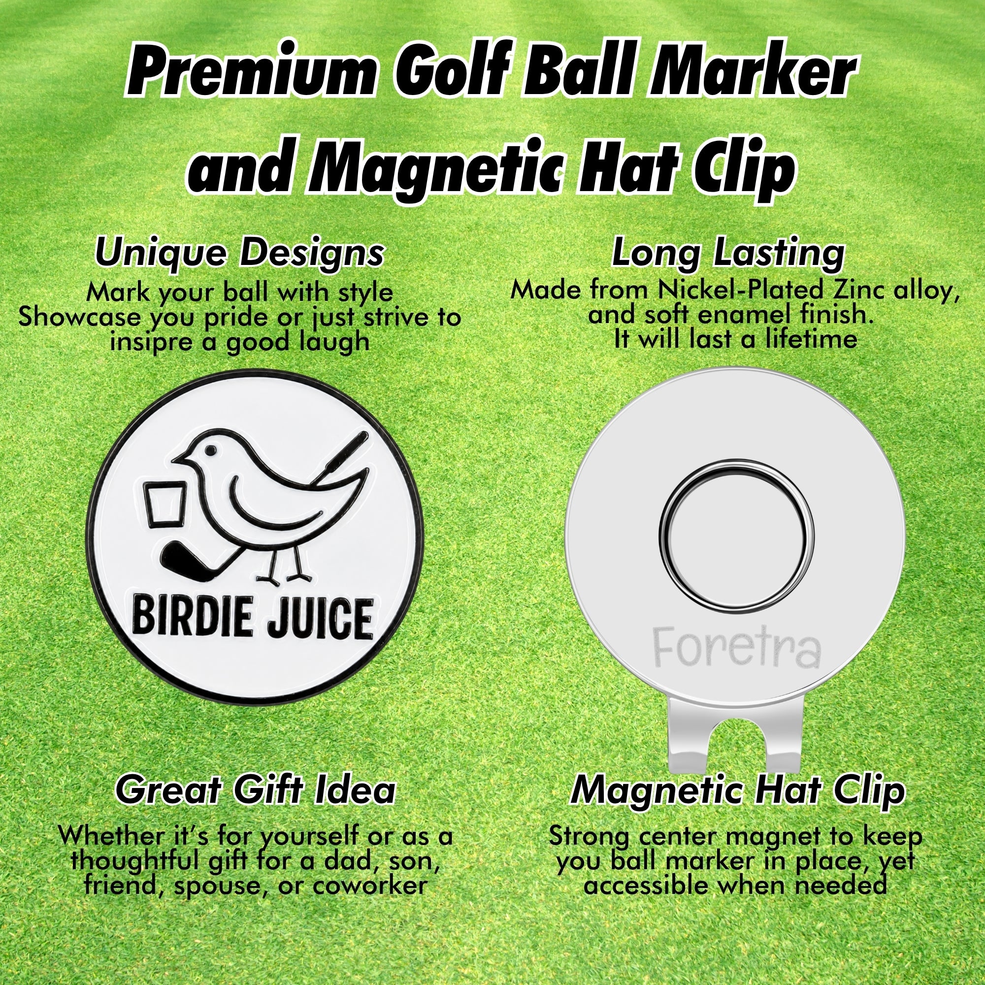 Birdie Juice Golf Ball Marker + Magnetic Hat Clip