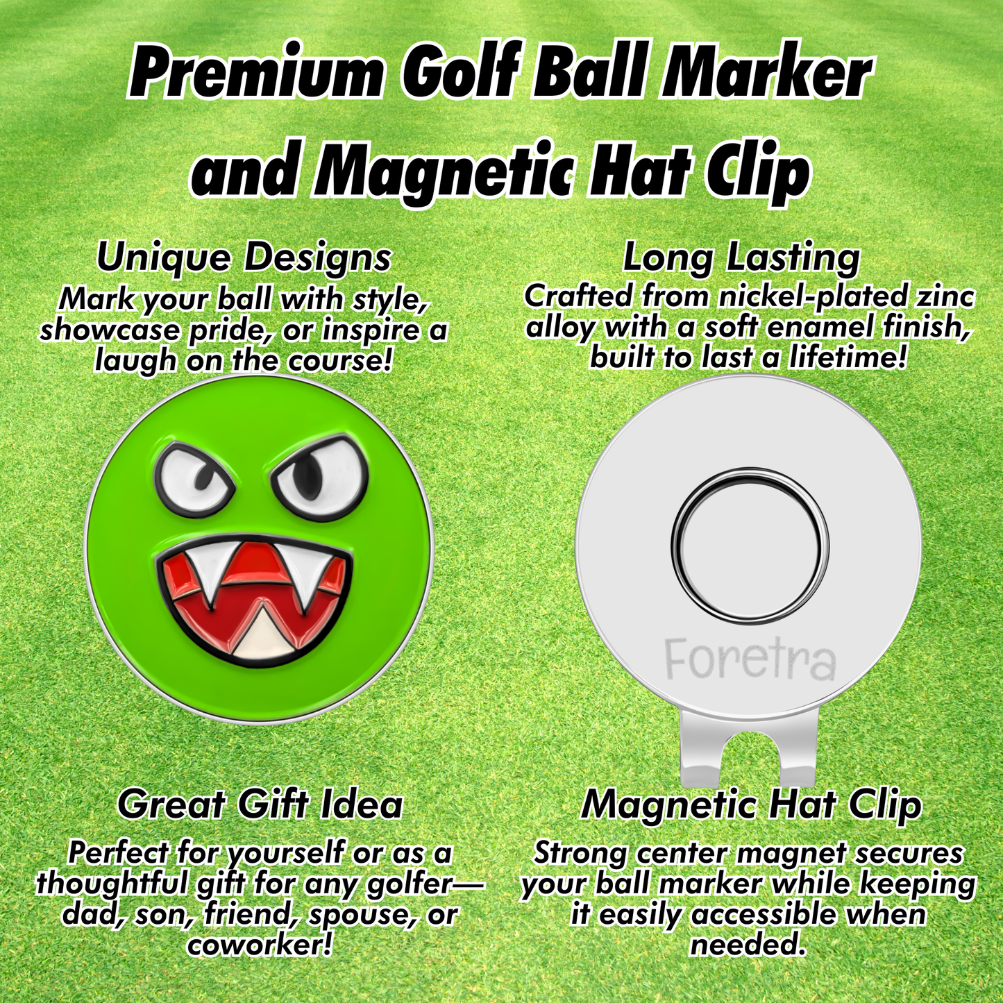 Green Monster - Golf Ball Marker with Magnetic Golf Hat Clip