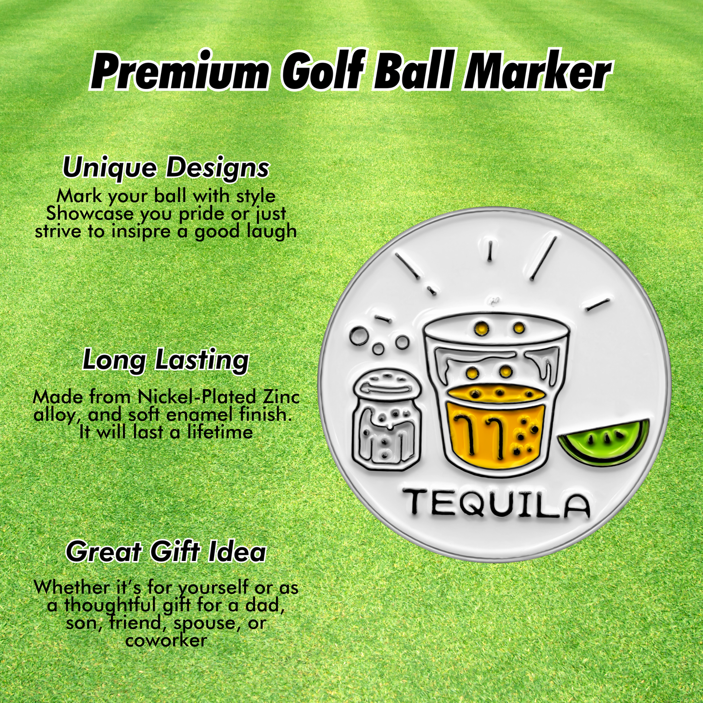 Tequila Golf Ball Marker | Funny Golf Gift for Tequila Lovers