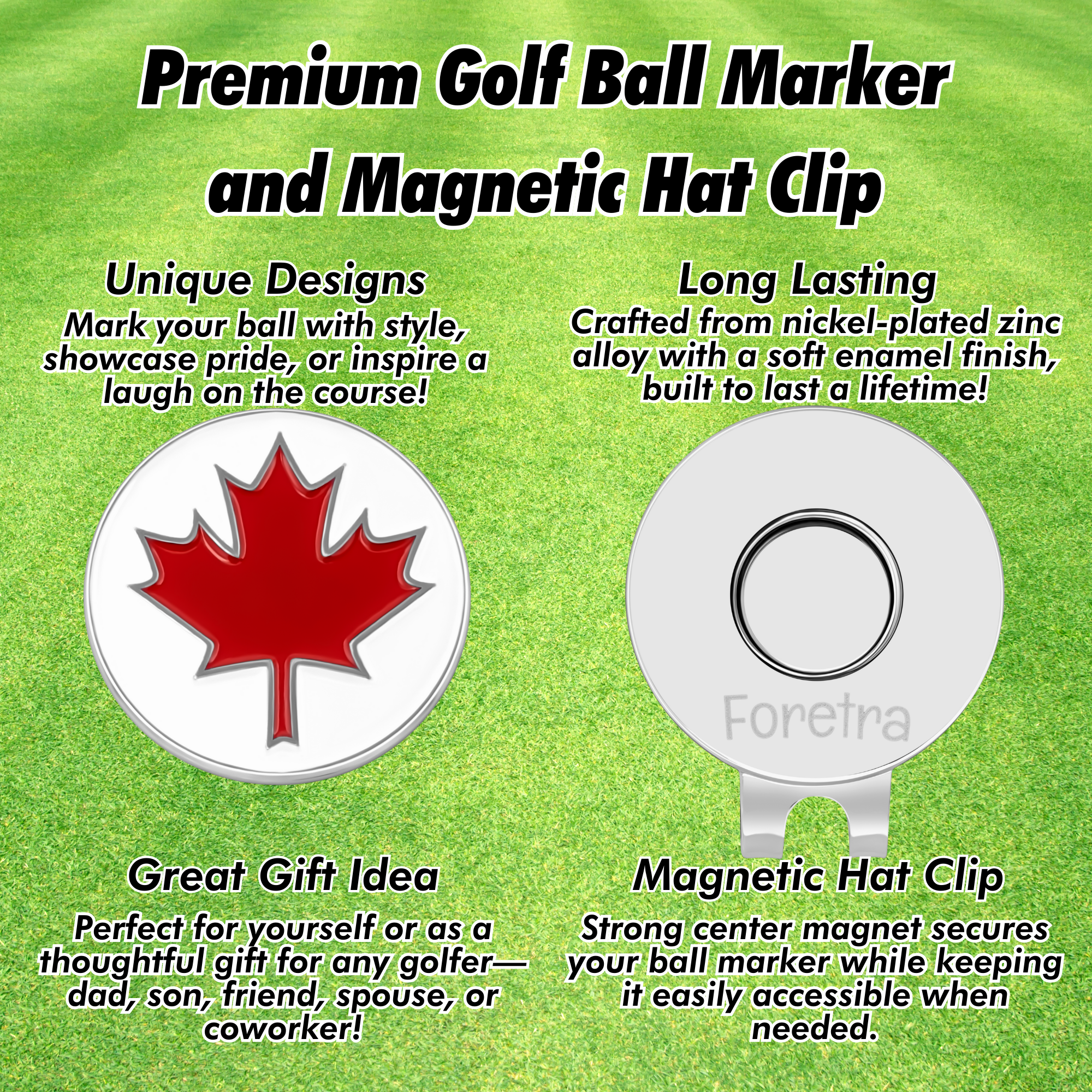 Canada Maple Leaf - Golf Ball Marker with Magnetic Golf Hat Clip