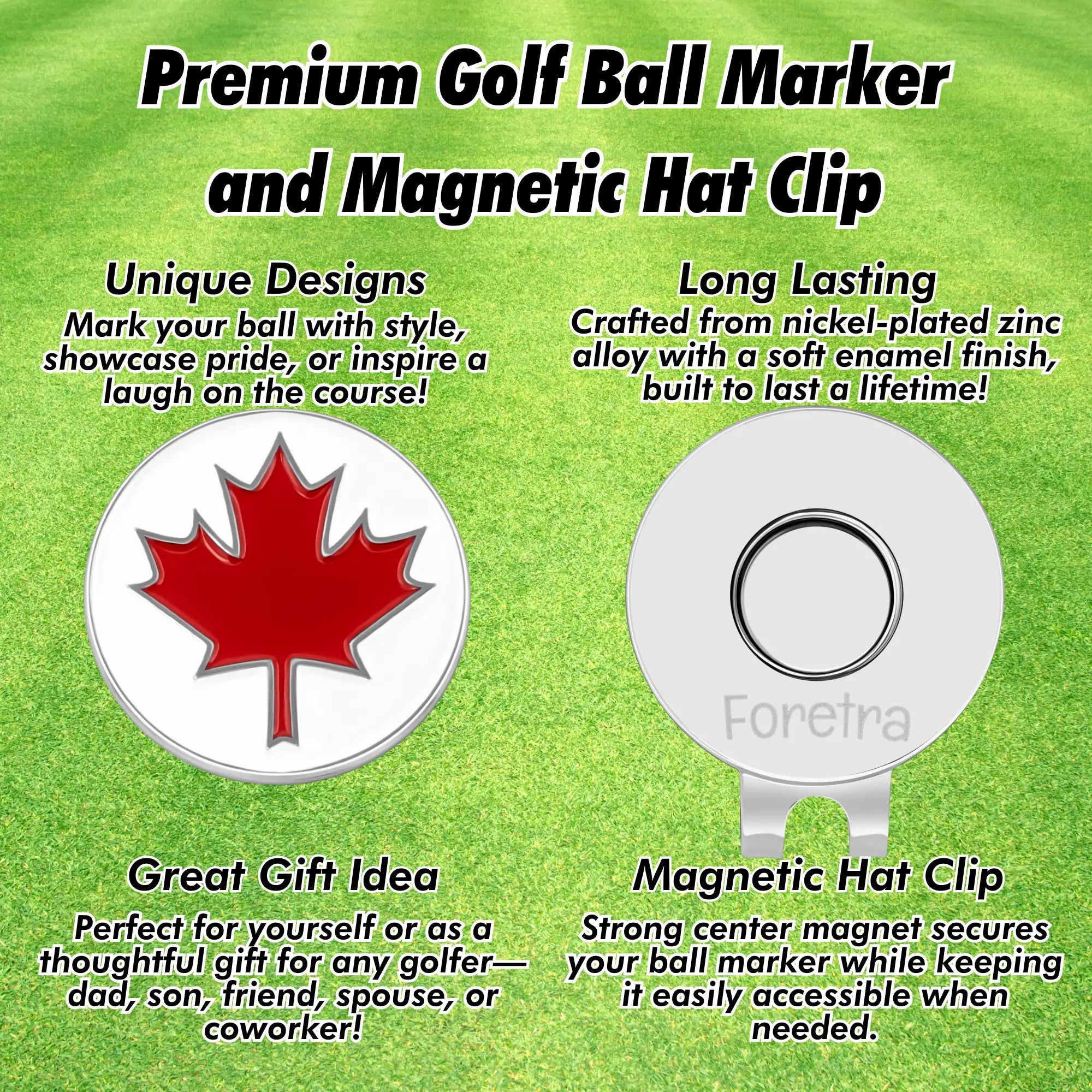 Canada Maple Leaf - Golf Ball Marker with Magnetic Golf Hat Clip