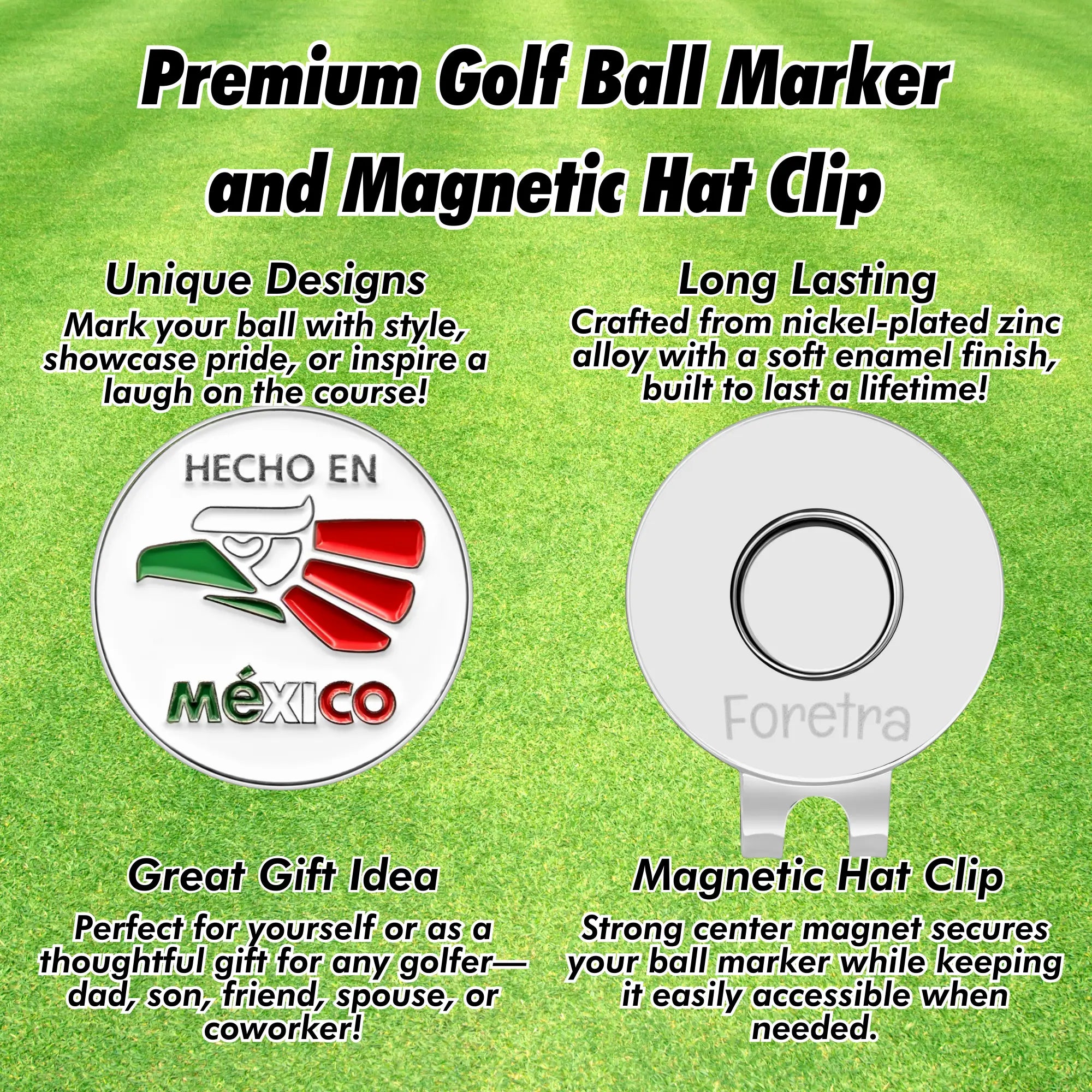 Mexico - Golf Ball Marker with Magnetic Golf Hat Clip