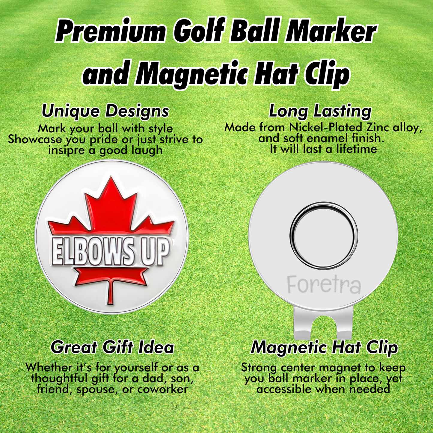 Elbows Up - Golf Ball Marker with Magnetic Hat Clip